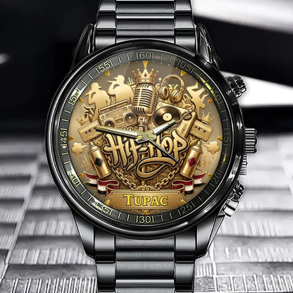 Personalized Hip Hop Retro Watch – Custom Name Engraving