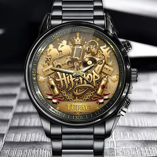 Personalized Hip Hop Retro Watch – Custom Name Engraving