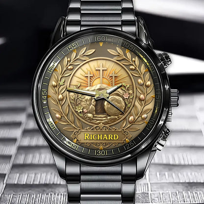 Personalized Eternal Hope Resurrection Watch – Custom Name on Golden Dawn Dial