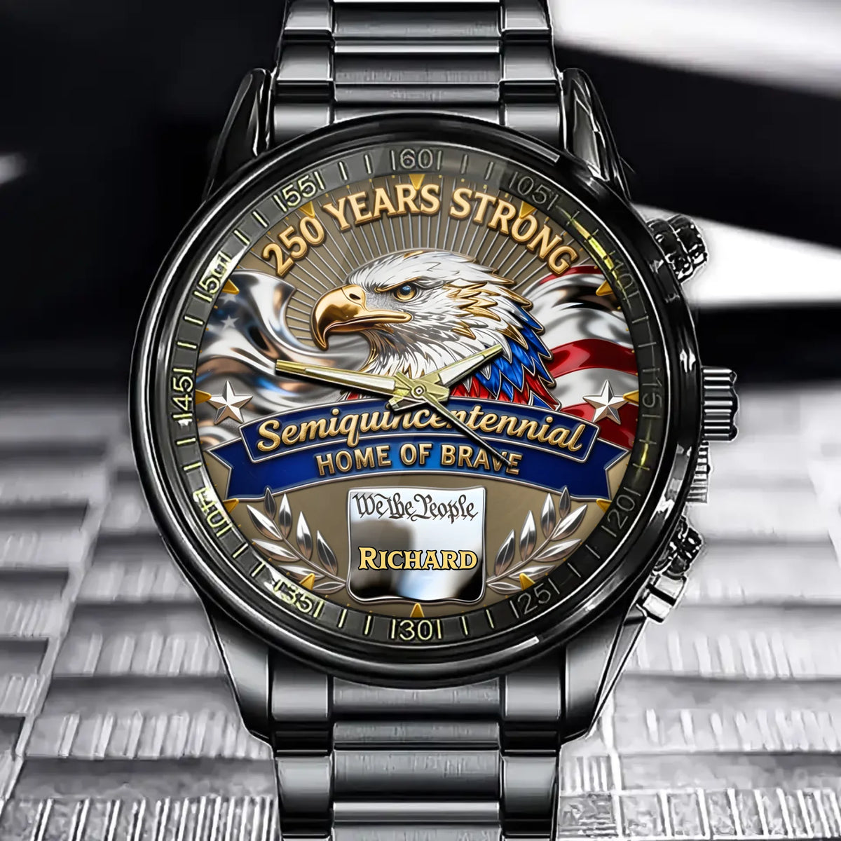 Personalized 250 Years Strong Heritage Watch – Custom Name for Proud Americans