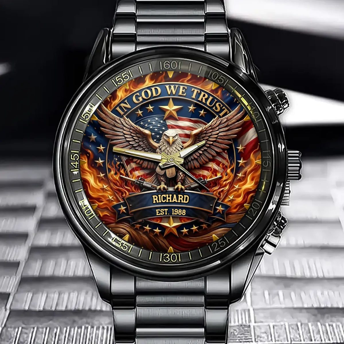Personalized USA Veteran Watch – Custom Name & Service Year