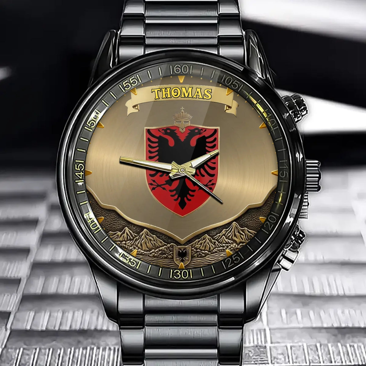 Personalized Proud Albania Coat Of Arms Watch - Custom Name For National Pride